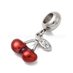 Подвески-шармы с фруктами в европейском стиле из нержавеющей стали 304 с красной эмалью&nbsp;STAS-D153-26P