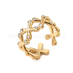 Anelli aperti con polsino in acciaio inossidabile 304 e strass per donna&nbsp;RB-CBA2039-03G