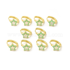 Orecchini a cerchio a forma di stella smaltata con zirconi chiari&nbsp;EJEW-E270-02G-06