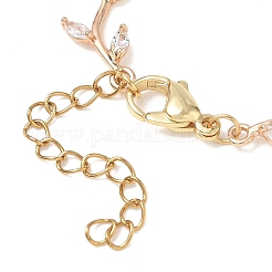 Fabrication de bracelets en laiton sertis de micro-pavés de zircon cubique transparents (maillons en forme de branche)&nbsp;AJEW-PH01759