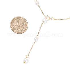2 collier à maillons fait main en acier inoxydable 304 et perles de coquillage rondes de 2 couleurs&nbsp;NJEW-JN05301