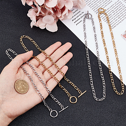 4 шт. 2-х цветное ожерелье из нержавеющей стали 304 с цепочками Фигаро&nbsp;NJEW-UN0001-33