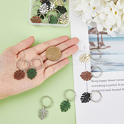 4 комплект брелок-подвеска из сплава в виде листьев монстеры&nbsp;KEYC-FH0001-40