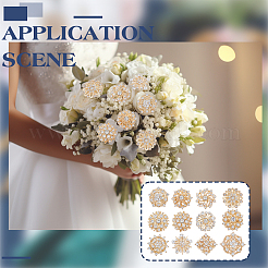 12 шт. броши из сплава цветов со стразами для одежды&nbsp;JEWB-WH0020-073G