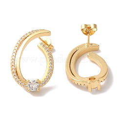 Женские серьги-гвоздики из латуни с микропаве и прозрачным кубическим цирконием&nbsp;LS-EJEW-A110-04G