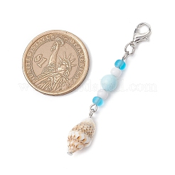 Ciondolo con ciondolo sintetico turchese a tema oceano e decorazioni con perline di vetro&nbsp;HJEW-JM03155-03
