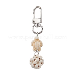 Decorazioni pendenti con perline sintetiche turchesi rotonde e tartarughe marine&nbsp;HJEW-JM03101-03