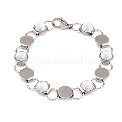 Bracelets à maillons en acier inoxydable 304 et verre pour femmes&nbsp;GL-T001-03A