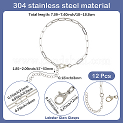 12 шт. браслеты-цепочки-скрепки из нержавеющей стали 304 для мужчин и женщин&nbsp;BJEW-SC0001-63P