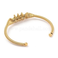 Ионное покрытие (ip) 304 нержавеющая сталь проволочная обмотка открытый браслет-манжета&nbsp;BJEW-A139-03G