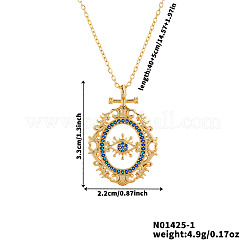 Ожерелья с подвеской в виде глаза из богемской латуни с синими кубическими цирконами NX3734-1