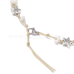Браслеты на ногу с бусинами из синтетического магнезита и натуральной ракушки каури в виде морской звезды и черепахи&nbsp;AJEW-AN00687-03