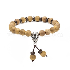 Braccialetto elastico con perline di cocco e legno naturale con zucca&nbsp;BJEW-JB08538