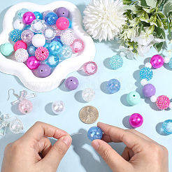 Kits de accesorios para cuentas de imitación de resina redonda con rhinestone&nbsp;RESI-PA0001-42