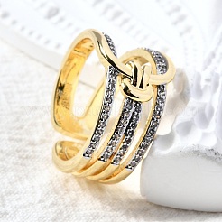 Открытые манжеты из латуни с микропаве кубический цирконий&nbsp;RJEW-D313-11PG