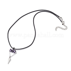 Collane con ciondolo a forma di cono piramidale in lega e perline di semi cilindrici con malocchio&nbsp;NJEW-MZ00105-05