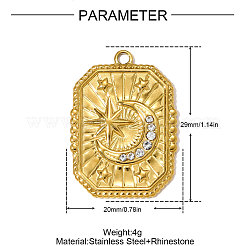Подвески из нержавеющей стали 304 со стразами&nbsp;STAS-OY009-49G