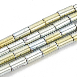 Chapelets de perles en hématite synthétique sans magnétiques, colonne, vert plaqué, 8x2mm, Trou: 0.8mm, Environ 50 pcs/chapelet, 15.7 pouce