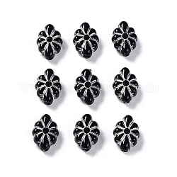 Perline acrilico opaco, metallo allacciati, fiore, nero, 11.5x8.5x4.5mm, Foro: 1.8 mm, circa 1790pcs/500g