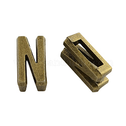 Tibetische Stil Legierung Buchstaben Dia Charme, Cadmiumfrei und Nickel frei und Bleifrei, letter.n, 11x2~8x4 mm, Bohrung: 7x2 mm, ca. 1135 Stk. / 1000 g