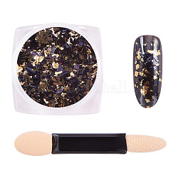 Nail Art Glitter Flakes, Foil Flake Nail Art Pigment Dust Chrome Powder, with One Brush, Colorful, 30x30x17mm, about 0.3g/box