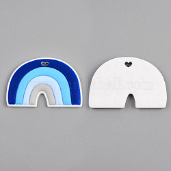 Grandi pendenti in silicone ecologico per uso alimentare, arcobaleno, blu medio, 62x90x9mm, Foro: 7x9 mm