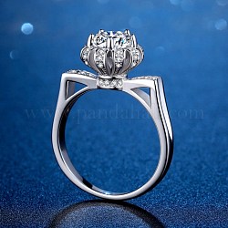 Simulato diamante 925 anelli in argento sterling, 1 carato, chiaro, platino, misura degli stati uniti 16 (24.6mm)