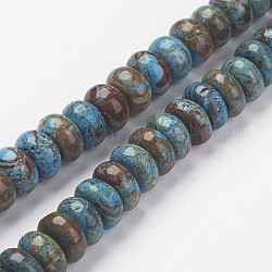 Naturelles chrysocolla perles brins, teints et chauffée, rondelle, 10~10.5x6mm, Trou: 1mm, Environ 63 pcs/chapelet, 15.5 pouce (39.5 cm)