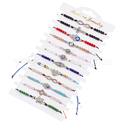Sunclue 12 шт. 12 стильные браслеты ручной работы регулируемые браслеты с цепочками упаковка браслеты со стразами браслеты сглаза соединители с хамсой регулируемый плетеный браслет вечерние сувениры
