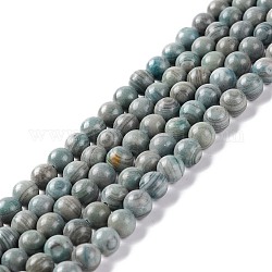 Natürliche Silber Linie Jaspis Perlen Stränge, gefärbt und erhitzt, Runde, Kadettenblau, 6~6.5 mm, Bohrung: 1 mm, ca. 61~66 Stk. / Strang, 15.16~15.75 Zoll (38.5~40 cm)