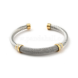 304 bracelet manchette ouvert en forme de corde torsadée en acier inoxydable avec strass pour femme, cristal, diamètre intérieur: 2-1/8 pouce (5.4 cm)
