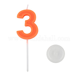 Paraffin Candles, Number Shaped Smokeless Candles, with Holder, Decorations for Wedding, Birthday Party, Random Single Color or Random Mixed Color, Num.3, 3: 95.5x27.5x7mm, Hole: 2.5mm