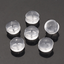 Gummi-Ohrmuttern, Ohrring Rücken, Transparent, 6x6x4.5 mm, Bohrung: 0.5 mm
