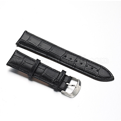 Cinturini per orologi in pelle, con chiusure in acciaio inossidabile , nero, 88x22x2mm, 124x20x2mm
