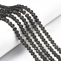 Chapelets de perles en verre, facette, rondelle, grises , 6x5mm, Trou: 1mm, Environ 85~88 pcs/chapelet, 16.1~16.5 pouce (41~42 cm)