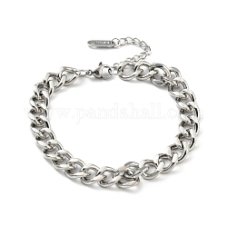 304 Stainless Steel Curb Chains Bracelet for Women, Stainless Steel Color, 6-1/2 inch(16.6cm)
