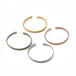 304 brazalete abierto con forma de cadena de serpiente plana de acero inoxidable para mujer, color mezclado, diámetro interior: 2-1/2x2 pulgada (6.25x5.2 cm)