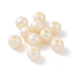 Perle europee di plastica imitazione perla in abs, perline con foro grande, tondo, beige, 20x18mm, Foro: 6.6 mm, circa 142pcs/500g