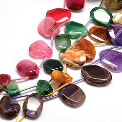 Nuggets Natural Agate Beads Strands, Dyed, Mixed Color, 24~45x13~35x8~12mm, Hole: 3mm, about 11pcs/strand, 16inch
