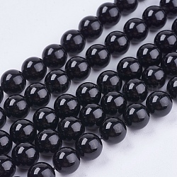 Fili di perline di tormalina naturale di grado aa, tondo, nero, 8mm, Foro: 0.8 mm, circa 46~48pcs/filo, 15.7 pollice