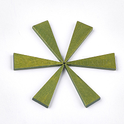 Bemalte Holzanhänger, Dreieck, olivgrün, 39.5x14x4 mm, Bohrung: 1 mm