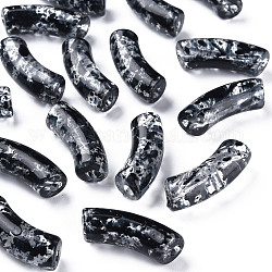 Abalorios de acrílico transparentes, de piedras preciosas de imitación, dos tonos, tubo curvado, negro, 36x13.5x11.5mm, agujero: 4 mm