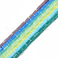 Glass Beads Strands, Rectangle, Mixed Color, 4~5x2~3x2~3mm, Hole: 0.9mm, about 93~103pcs/strand, 17.32 inch~19.09 inch(44~48.5cm)