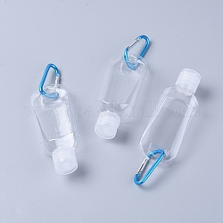 50ml petgプラスチックキーホルダーボトル  詰め替え式手指消毒ボトル  空のアルコールボトル  透明  11.4x4.25x3.1cm  容量：5ml（50液量オンス）