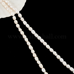 Nbeads 2 brins 2 styles brins de perles de culture d'eau douce naturelles, Avec filetage, riz, blanc, 6~9x6~7mm, Trou: 0.5~0.8mm, 1 brin/style