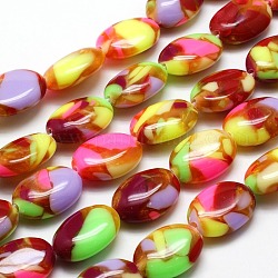Synthetic Imperial Jasper Bead Strands, Dyed, Oval, Colorful, 14x10x5mm, about 29pcs/strand, 15.7inch