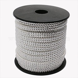 2 ряд серебристый алюминий обитый шнур из искусственной замши, искусственная замшевая кружева, белые, 5x2 мм, Около 20 ярдов / рулон