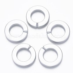 Opaque Spray Painted Acrylic Linking Rings, Quick Link Connectors, for Rolo Chains Making, Ring, Silver, 31.5x4.5mm, Inner Diameter: 18mm, about 187pcs/500g