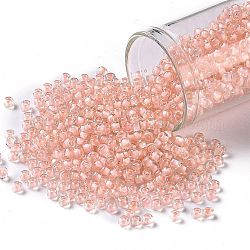 Toho runde Saatperlen, japanische Saatperlen, (191) zart rosa gefütterter Kristall, 8/0, 3 mm, Bohrung: 1 mm, über 222pcs / Flasche, 10 g / Flasche