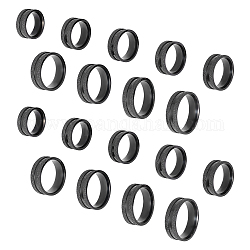Unicraftale 18 pz 9 anelli scanalati in acciaio inossidabile misura 201 set per uomo donna, elettroforesi nera, diametro interno: 16~22.2mm, larghezza: 8 mm, 2pcs / size